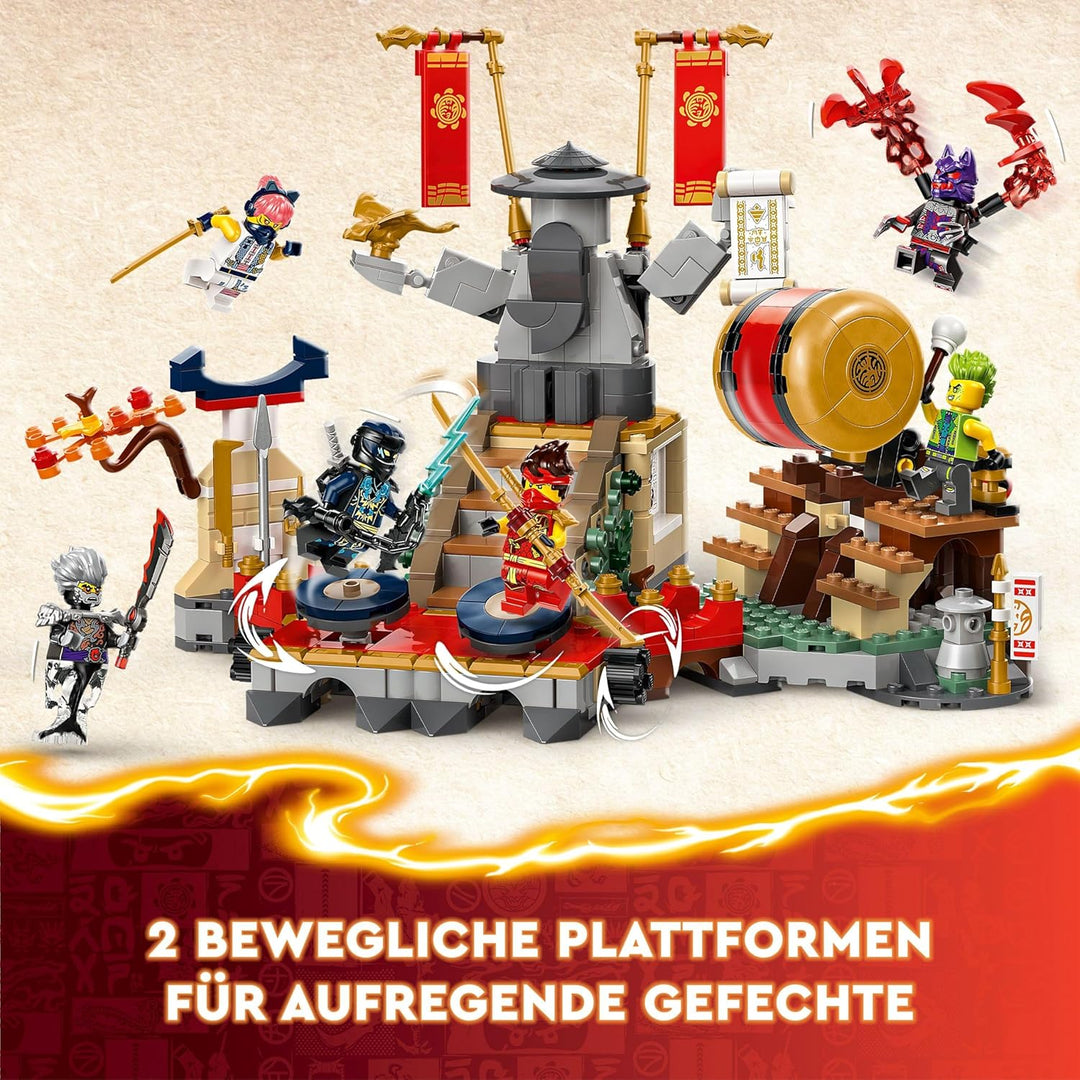 LEGO NINJAGO Turnier-Arena Abenteuer-Spielzeug für Kinder, Ninja-Spielset mit 6 Minifiguren, sammelb