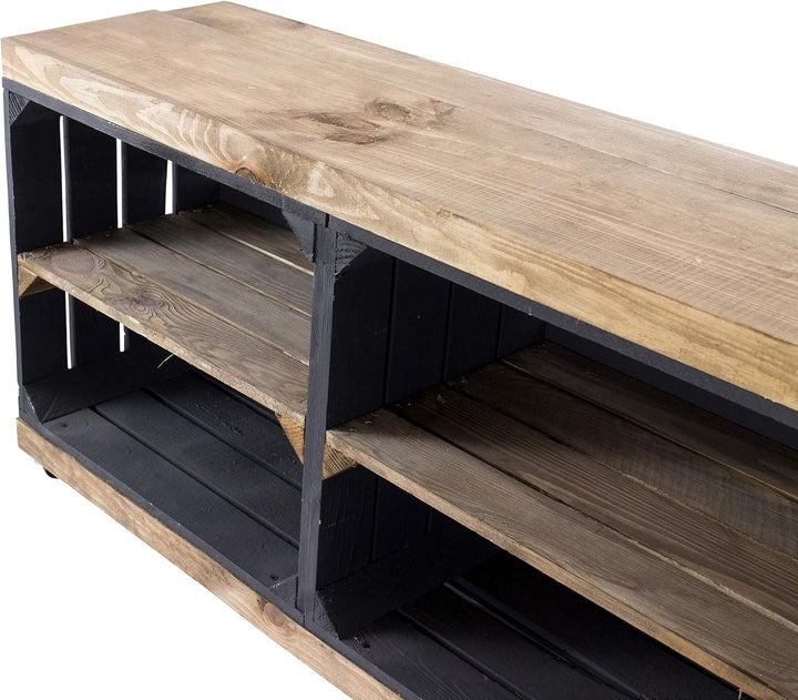 Sideboard aus Holz, braune Regalbretter, auf Rollen mit 4 Fächern - NEU - 100x30x50 cm - idealer TV