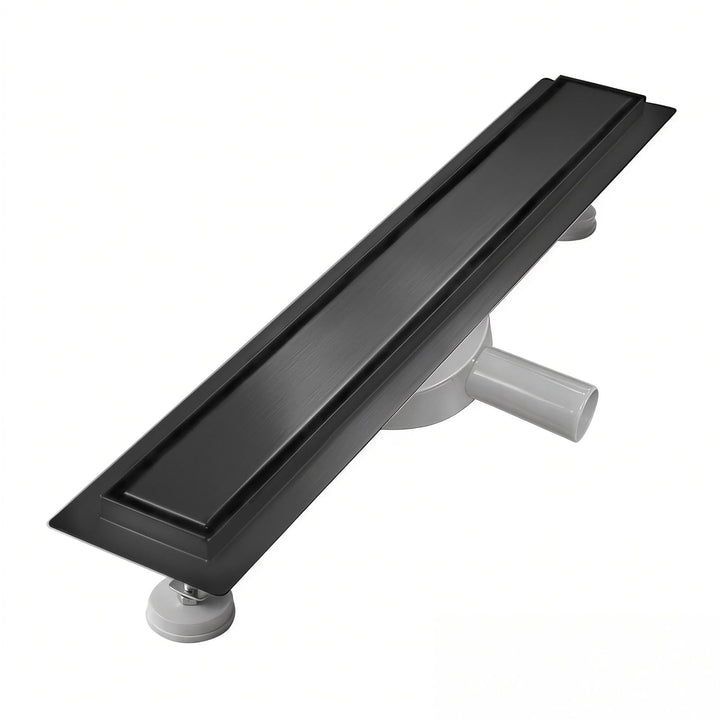 Duschrinne 30 cm, Schwarz Befliesbar Duschrinne extra flach, Edelstahl Bodenablauf Komplettset mit 3