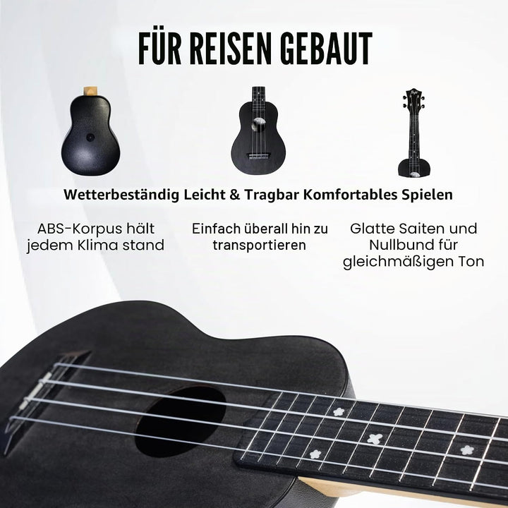Flight, 4-saitige Travel Series Sopran-Ukulele, schwarz (TUS-35 BK), Schwarz