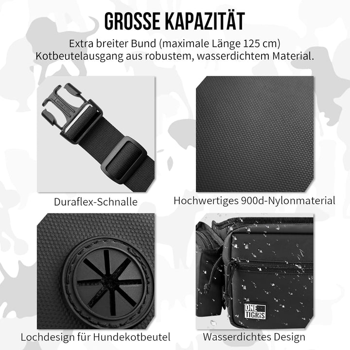 OneTigris Leckerlitasche für Hunde, Grosse Bauchtasche Hundetraining, Gassi Tasche Hund mit Magnetve