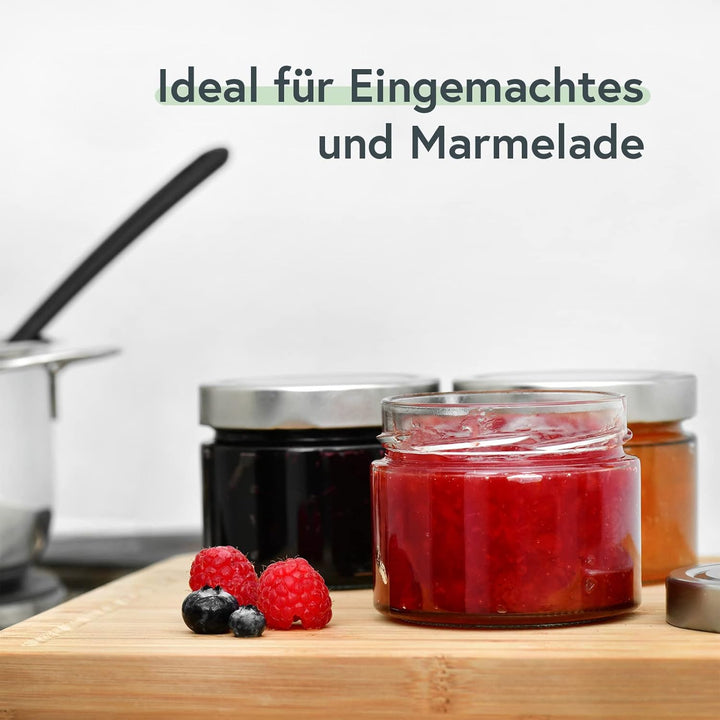 PUREGANIC® Marmeladengläser Set 8x290 ml Schraubgläser mit Deckel/Marmeladengläser Klein, Vorratsdos