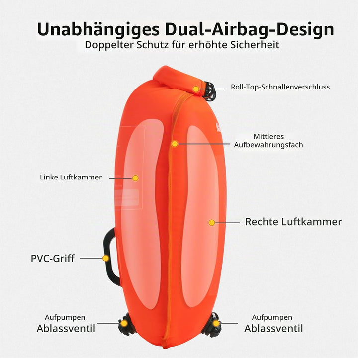 Naturehike 18L Schwimmboje Zwei Airbags Swim Boje Trockensack wasserdichte Strandtasche mit Verstell