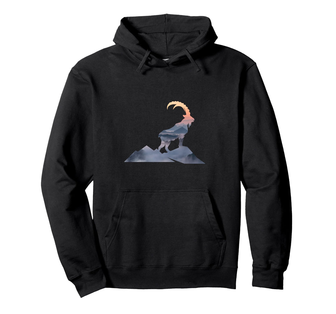 Steinbock Silhouette Mit Berge - Wandern Klettern Pullover Hoodie