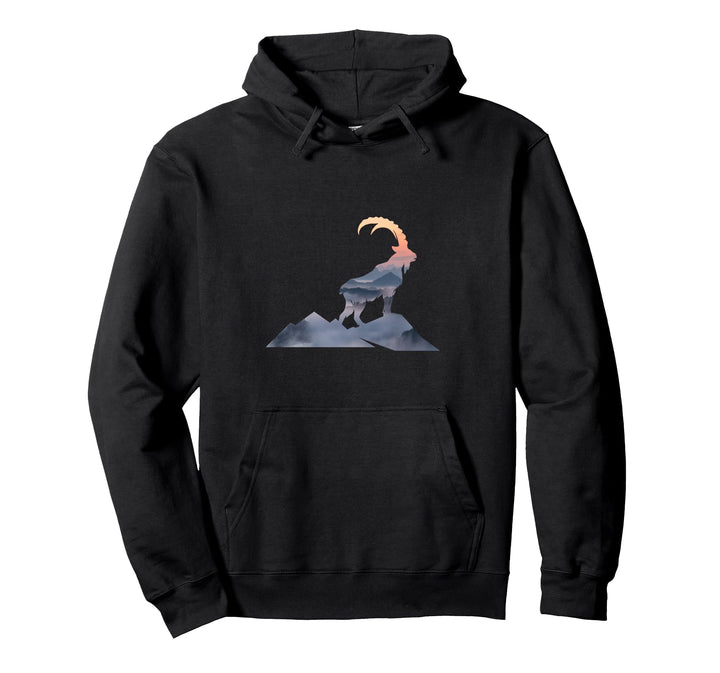 Steinbock Silhouette Mit Berge - Wandern Klettern Pullover Hoodie