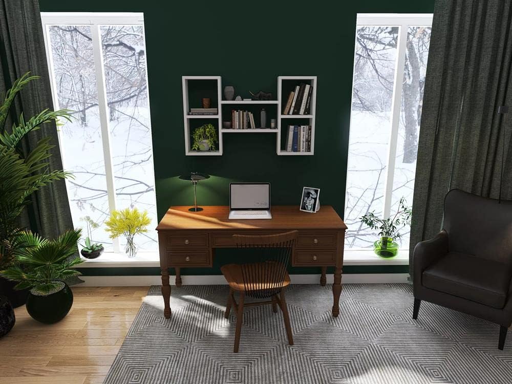 KUBUTKU Dekorativ Wandregal mit 5 Böden 102x60x18 Design Skandinavischer Modern für Wohnzimmer Küche