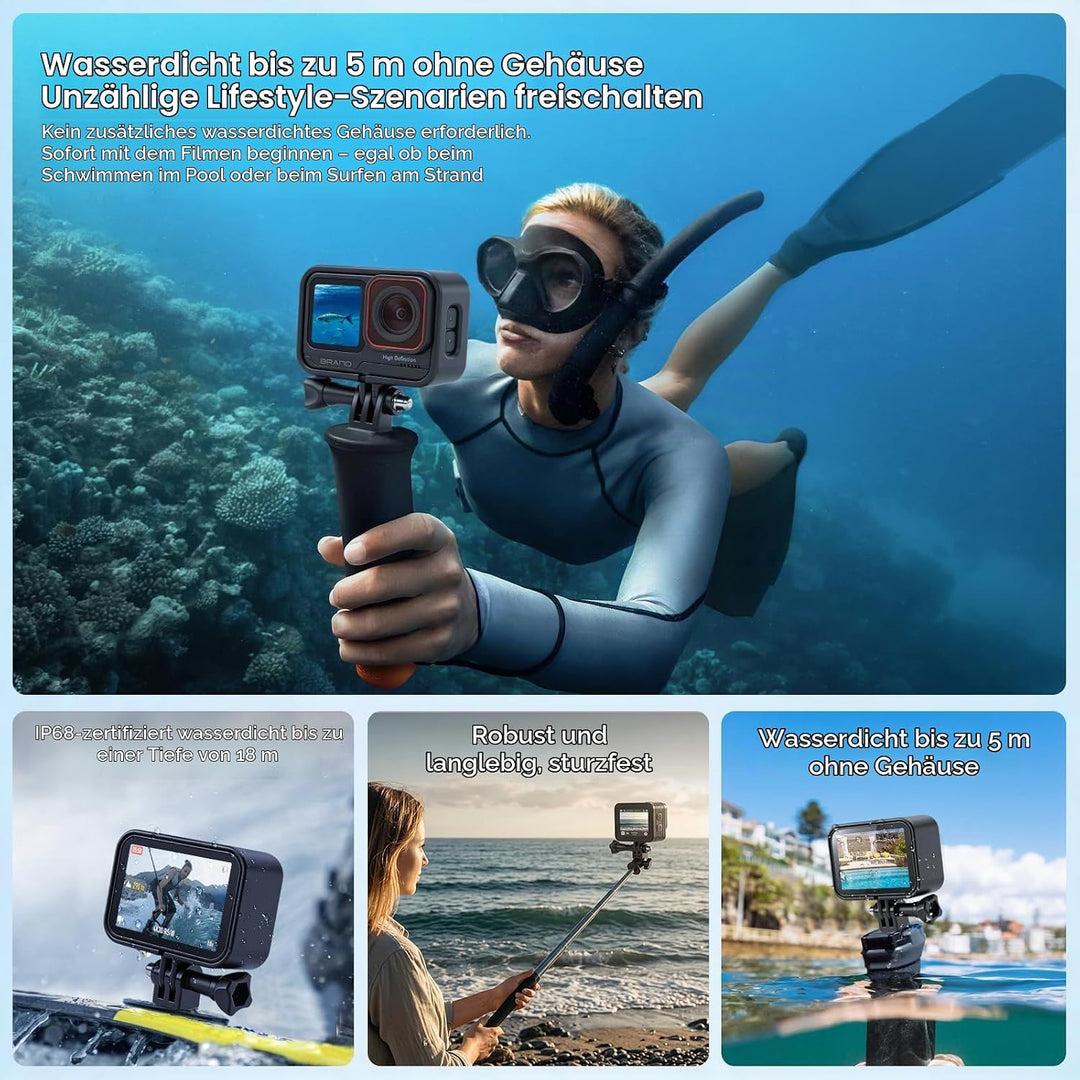 AIKER Action Cam 4k,Pro-Version Action Kamera Mit 5k/30FPS,48MP, Ultra Stabil EIS Bildstabilisierung