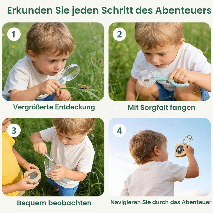 Kinder Abenteuer Entdecker Bug Set Outdoor Entdecker Set, mit Insektenbox, Schmetterlingsfangnetz, L
