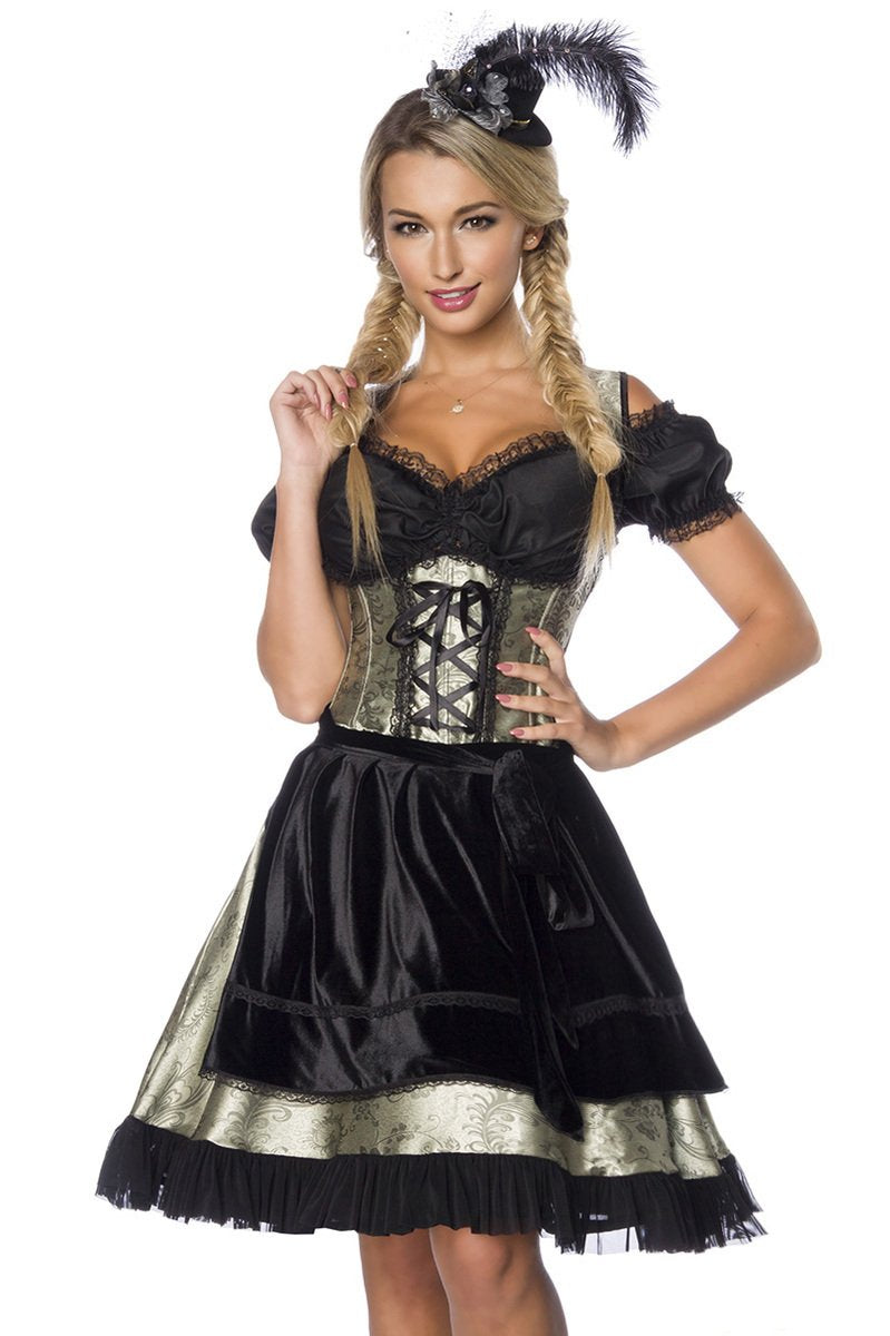 Dirndline Dirndlkleid, Schürze grün/schwarz XS Grün/Schwarz, XS Grün/Schwarz