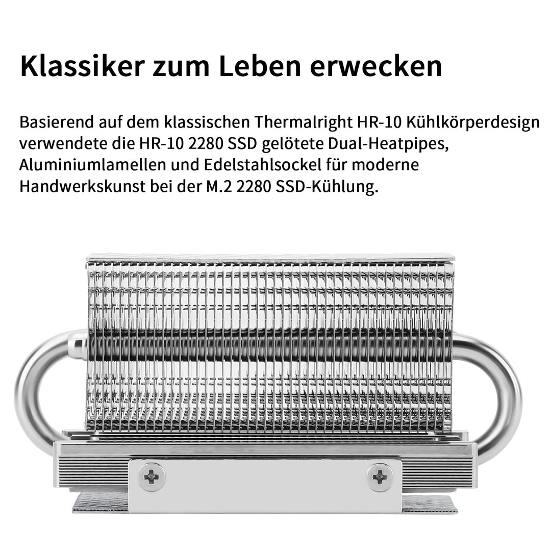 Thermalright HR10 2280 SSD Kühler,2280 SSD Kühlkörper,Doppelseitiger Kühlkörper,2 Kupfer Heatpipes,D