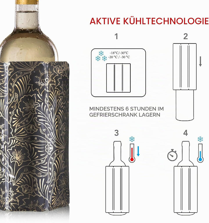 Vacu Vin Flexibler Weinkühler - Wiederverwendbar - Königliches Gold - Flaschenkühler Manschette für