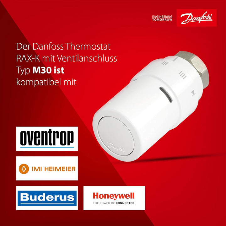 Danfoss 013G6080 RAX Heizkoerperthermostat mechanisch 8 bis 28 °C, 5.5 x 5.5 x 9.7 cm
