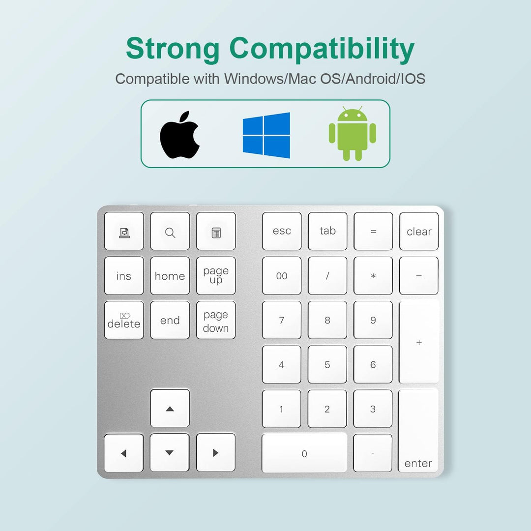Bluetooth Ziffernblock, Bluetooth Nummerntastatur 34-Tasten, Wireless NumPad kabellose Nummer Tastat