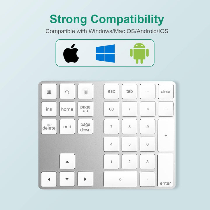 Bluetooth Ziffernblock, Bluetooth Nummerntastatur 34-Tasten, Wireless NumPad kabellose Nummer Tastat