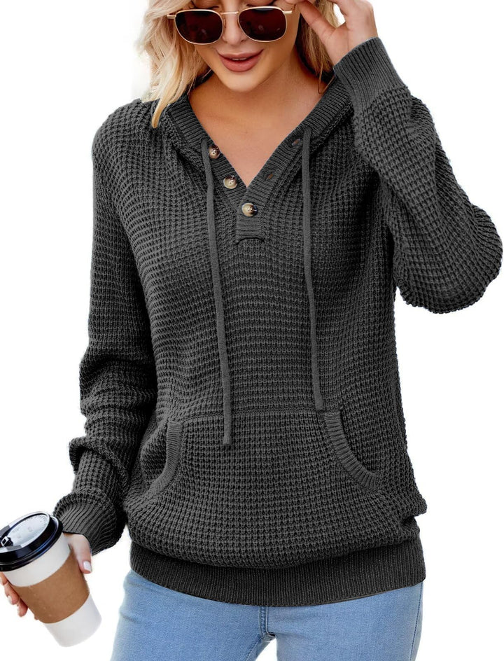TrendiMax Hoodie Damen Strickpullover Kapuzenpullover Herbst Übergangs Sweatshirt Langarm Pullover D