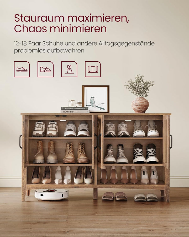 VASAGLE Schuhschrank, Schuhregal, Schuhaufbewahrung, traditioneller amerikanischer Stil, Schuh-Organ
