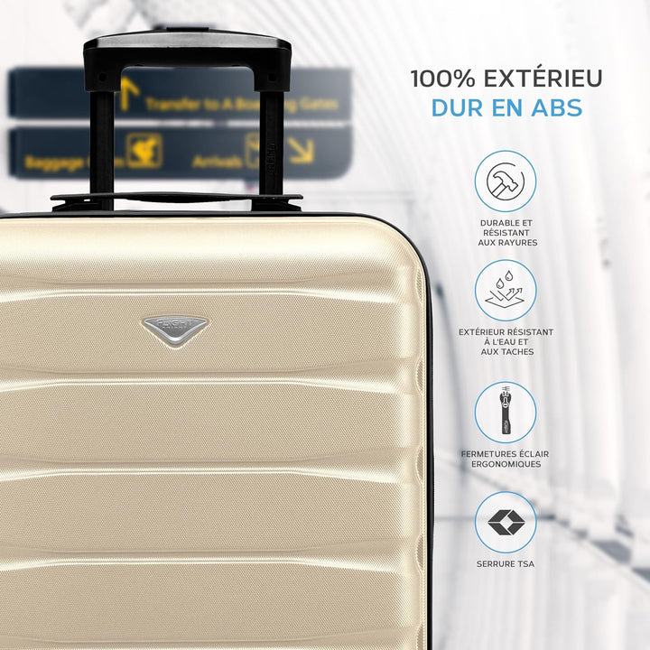 Flight Knight Leichte 4-Rad-ABS-Hartschalenkoffer Handgepack, zugelassen fur uber 60 Fluggesellschaf