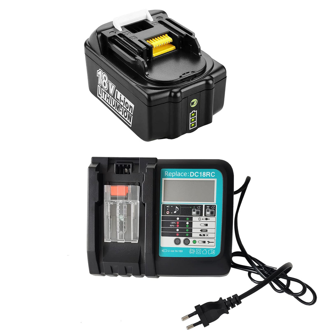 18V Ladegerät DC18RC Ersatz für Makita 18v Akku 5Ah BL1850B BL1860B BL1830B + Akku BL1850B 18V 5000m