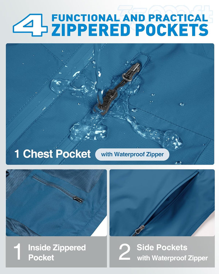33,000ft Regenjacke Damen Wasserdicht Outdoorjacke Atmungsaktiv Herbst Übergangsjacke Leichte Jacke