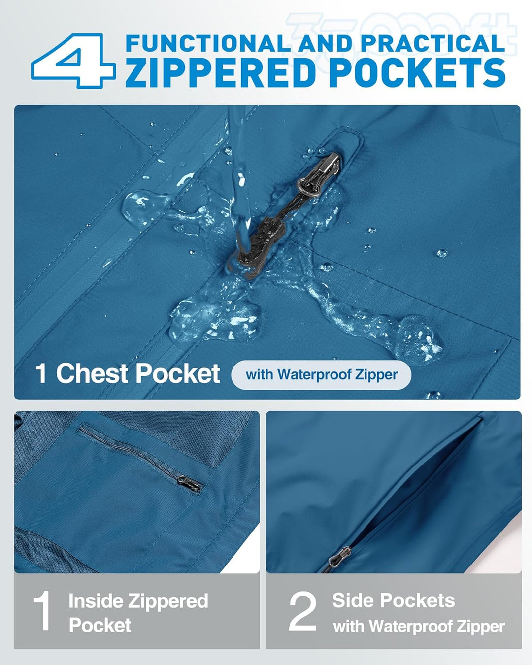 33,000ft Regenjacke Damen Wasserdicht Outdoorjacke Atmungsaktiv Herbst Übergangsjacke Leichte Jacke