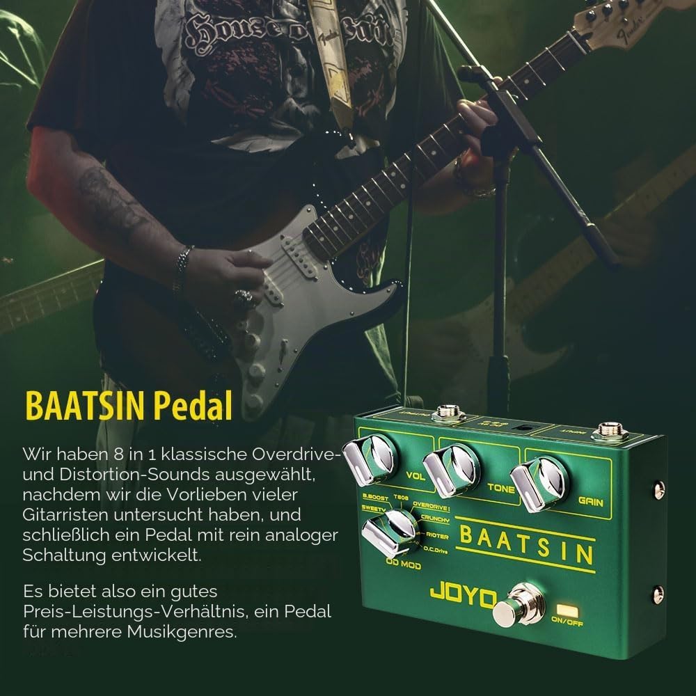 JOYO Pure Analog Overdrive & Distortion Multi Effect Pedal R Series 8 Classic OD/DS Sounds für E-Git