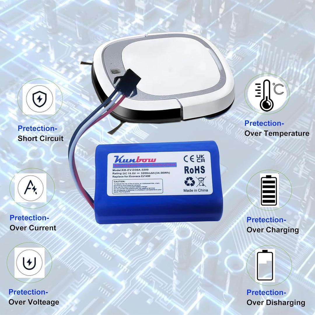 3200mAh Li-ion akku, Ersatzakku für Ecovacs Deebot Slim 1,Slim2, Slim10, Batterien für ecovacs D36A,