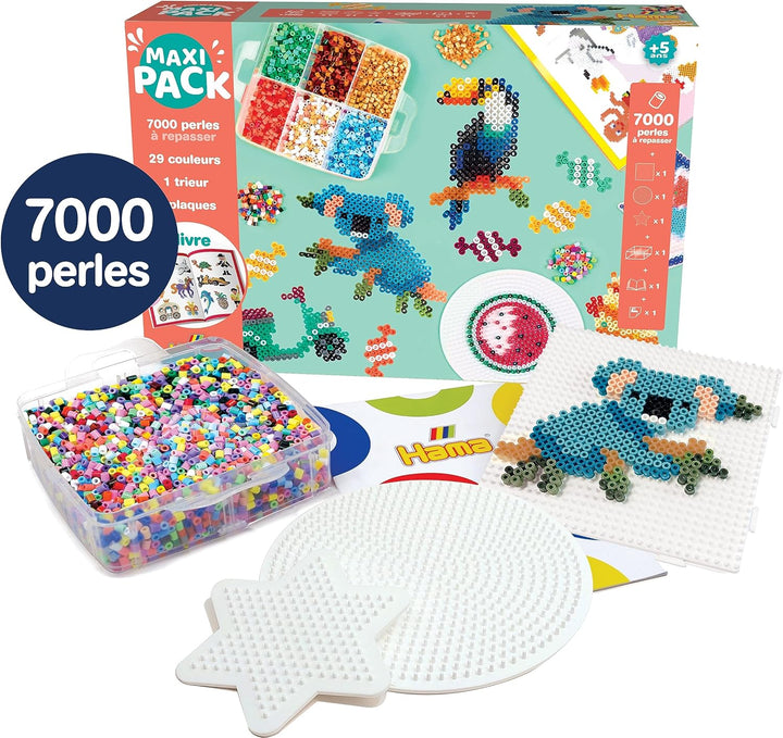 Hama Perlen 3509 Geschenk-Set Bauernhoftiere mit ca. 2.000 bunten Midi Bügelperlen mit Durchmesser 5