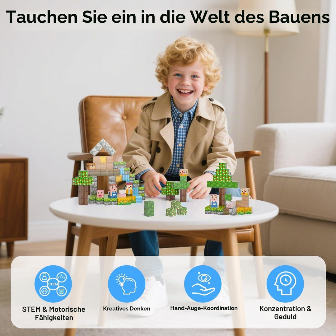 Magnetische Bausteine, Magnetbausteine 100PCS, Spielzeugsets für Kinder Jungen Mädchen, Magnetic Blo