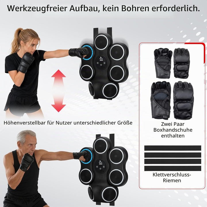 Abahub Music Boxing Machine for Adults &amp; Kids, Home Fitness Equipment with Gloves, Wall Mounted Inte