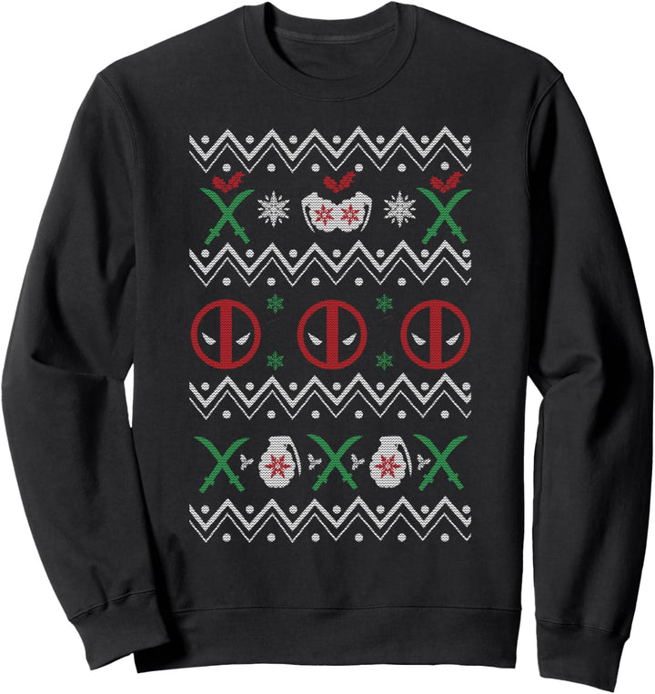 Marvel Deadpool Weapons Holiday Ugly Sweatshirt