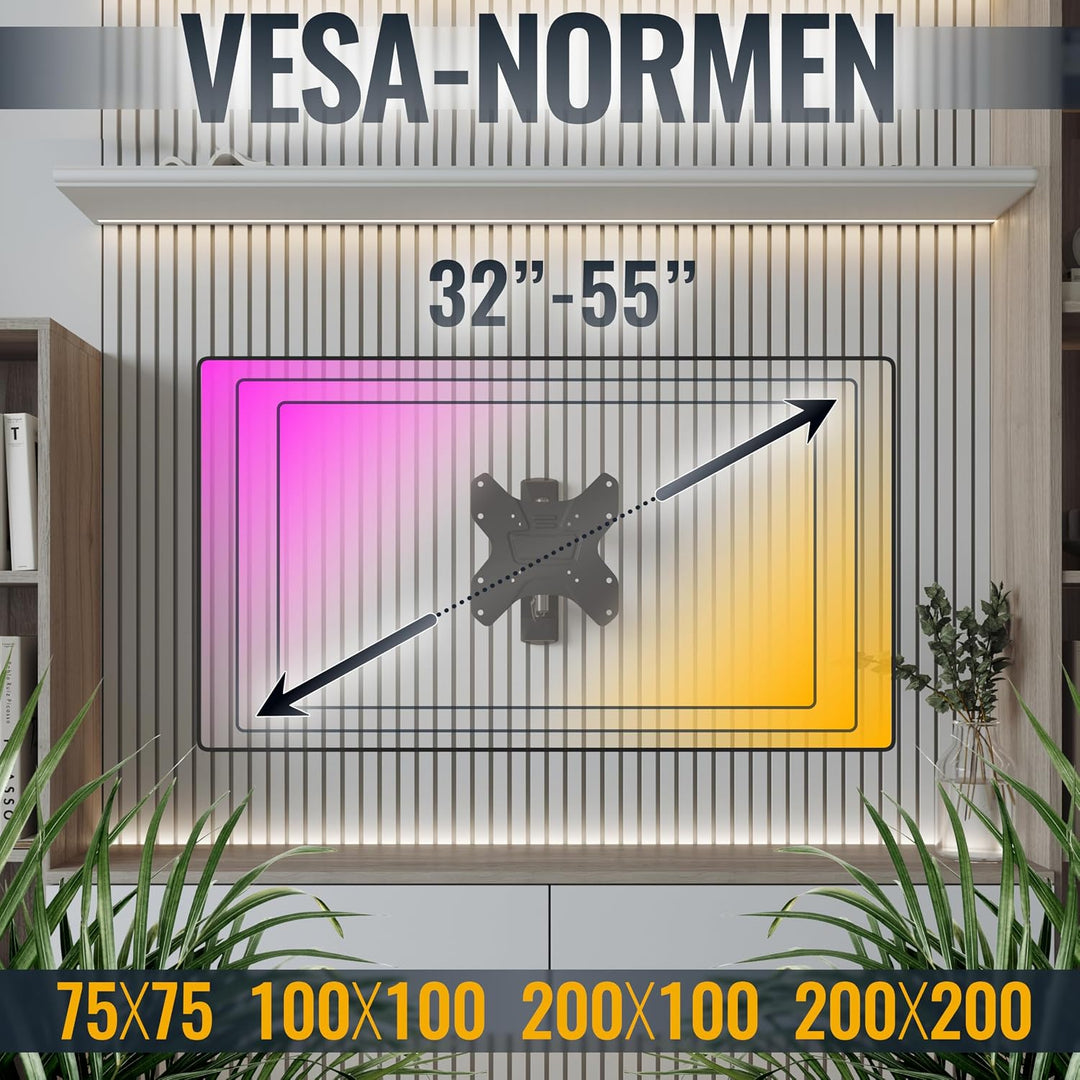 RICOO TV Wandhalterung Fernseher Halterung S3222 für 32-55 Zoll VESA 200 x 200 schwenkbare Fernsehha