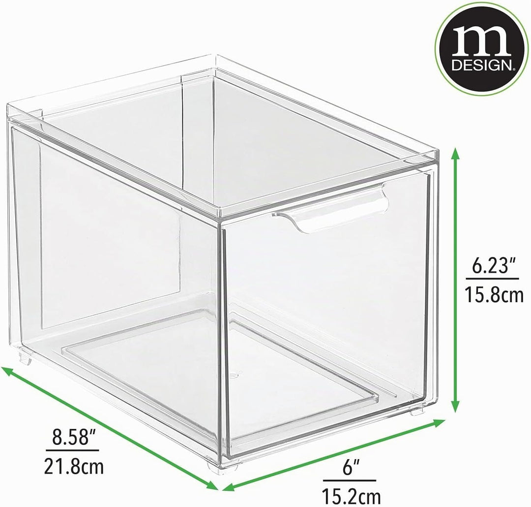mDesign Aufbewahrungsbox mit Schublade – stabile Schubladenbox aus Kunststoff zur Schuhaufbewahrung
