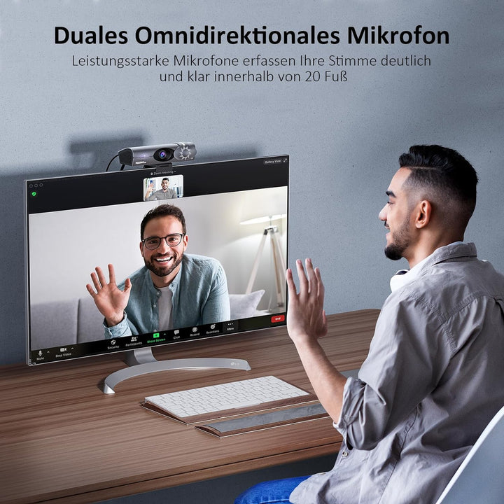 NexiGo Iris, 4K KI Webcam mit 1/1,8" Sony_Sensor, Onboard Flash Speicher, HDR, Pip, DSLR-Style Steue