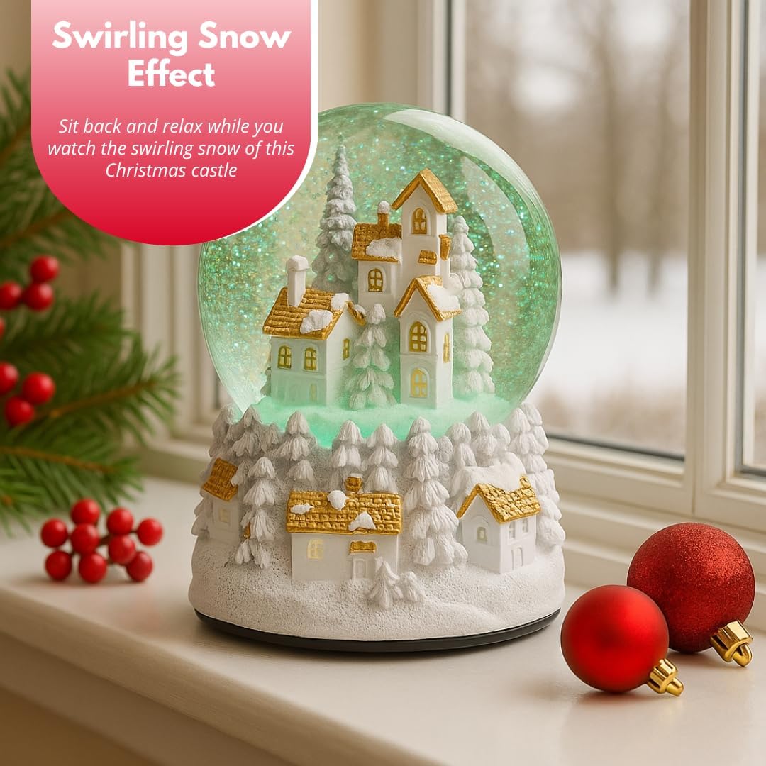 Marco Paul Winter Wonderland Weihnachts-Schneekugel – grosse, langlebige handbemalte 12 cm Musik-Sch
