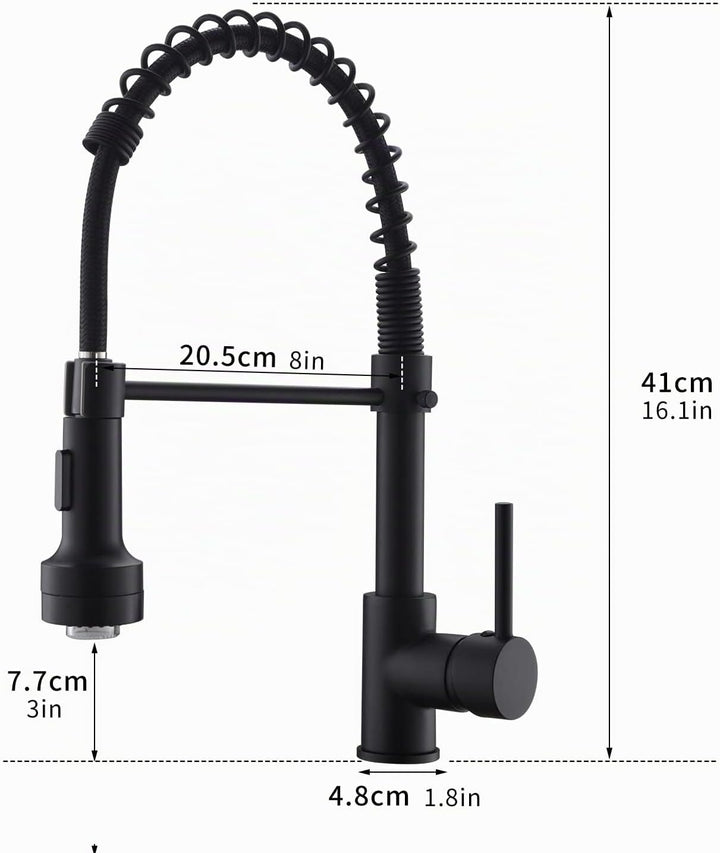 AIMADI Wasserhahn Küche Armatur Schwarz LED Küchenarmatur mit Brause 360° schwenkbar Mischbatterie S