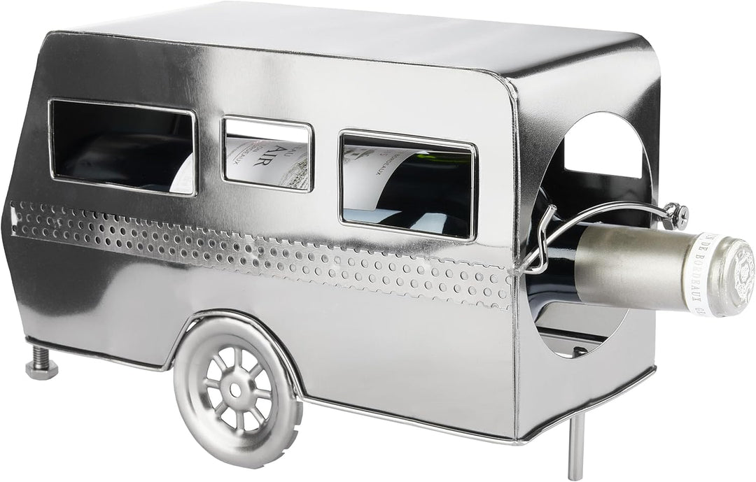 BRUBAKER Weinflaschenhalter Wohnwagen - Metall Flaschenhalter Camping - Wein Geschenk für Camper - F