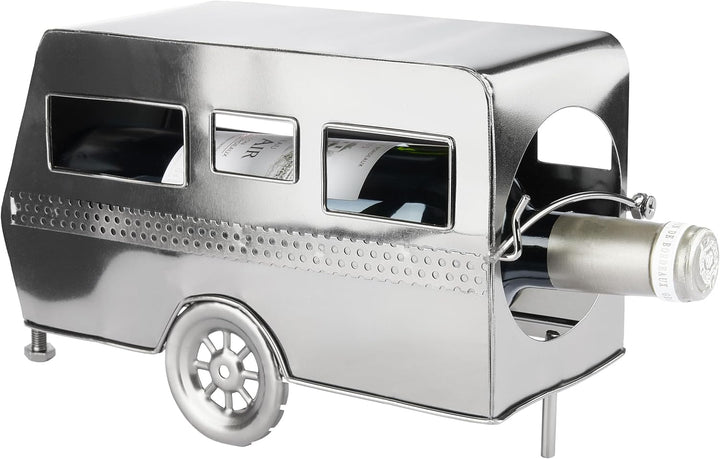 BRUBAKER Weinflaschenhalter Wohnwagen - Metall Flaschenhalter Camping - Wein Geschenk für Camper - F