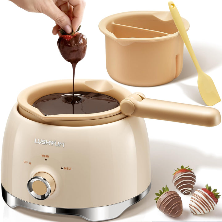 LUSHYUM Schokoladenschmelztopf Candy Melts Schmelzgerät mit 2 Einsatztöpfen, 4 Tassen Kapazität Wärm
