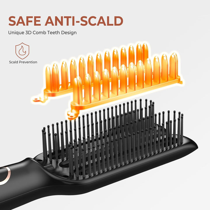UKLISS Glättbürste Pro mit Doppel-Heizplatten & Ionen-Technologie | Haarglätter-Bürste mit LED-Anzei