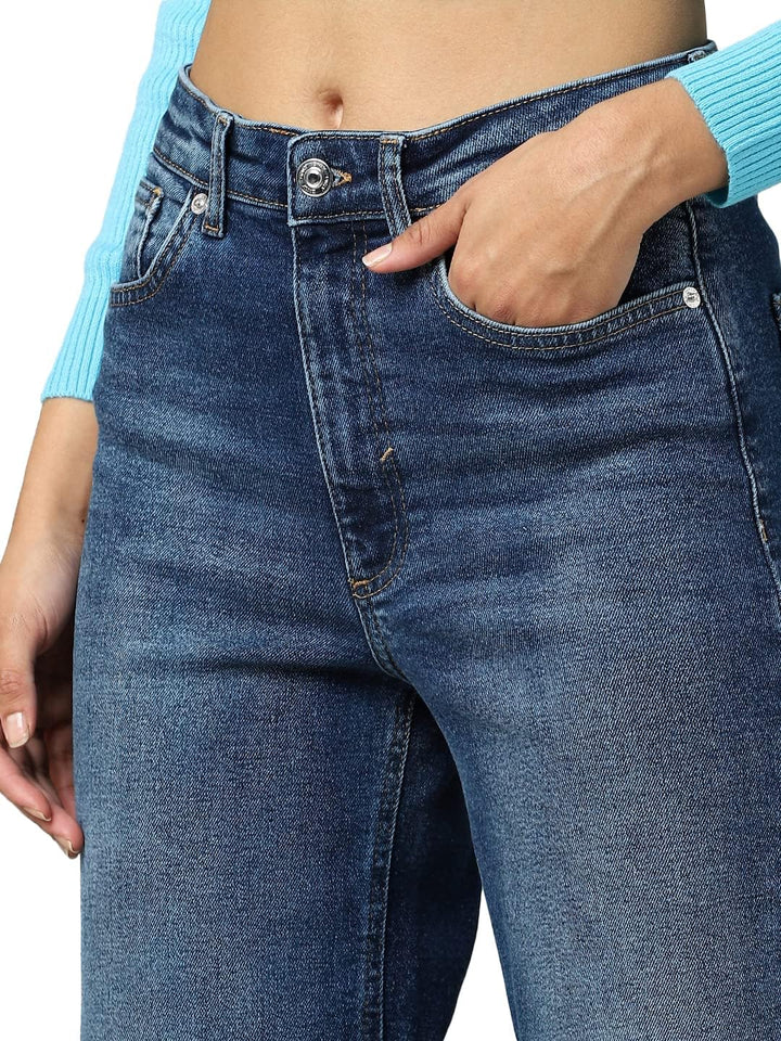 ONLY Female Jeans mit weitem Bein ONLJUICY Hohe Taille Weiter Beinschnitt Jeans 28W / 32L Dark Blue