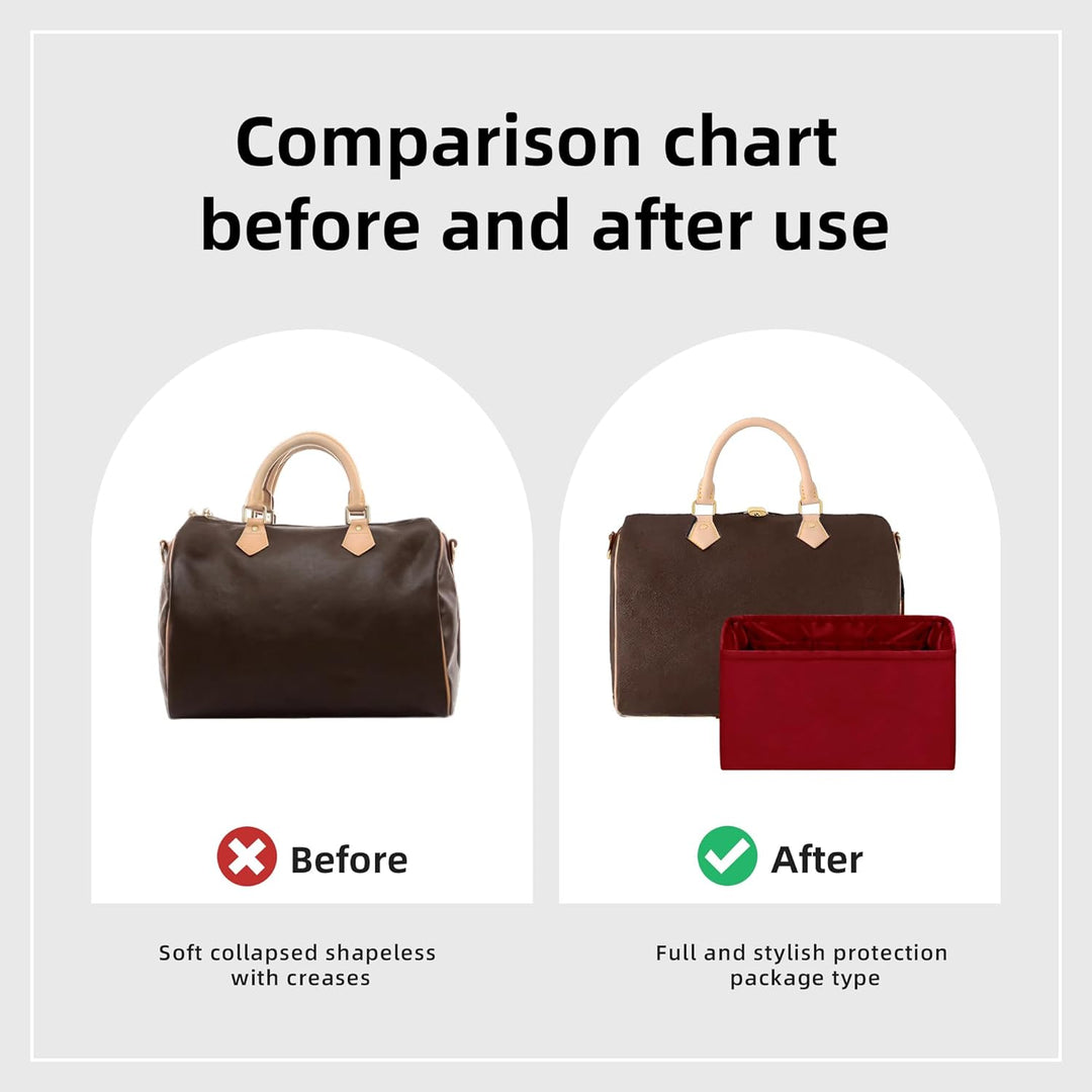DGAZ Handtaschen Organizer Einsatz, Seide Handtaschenorganisator für LV Speedy Nano/20/25/30/35/40/4
