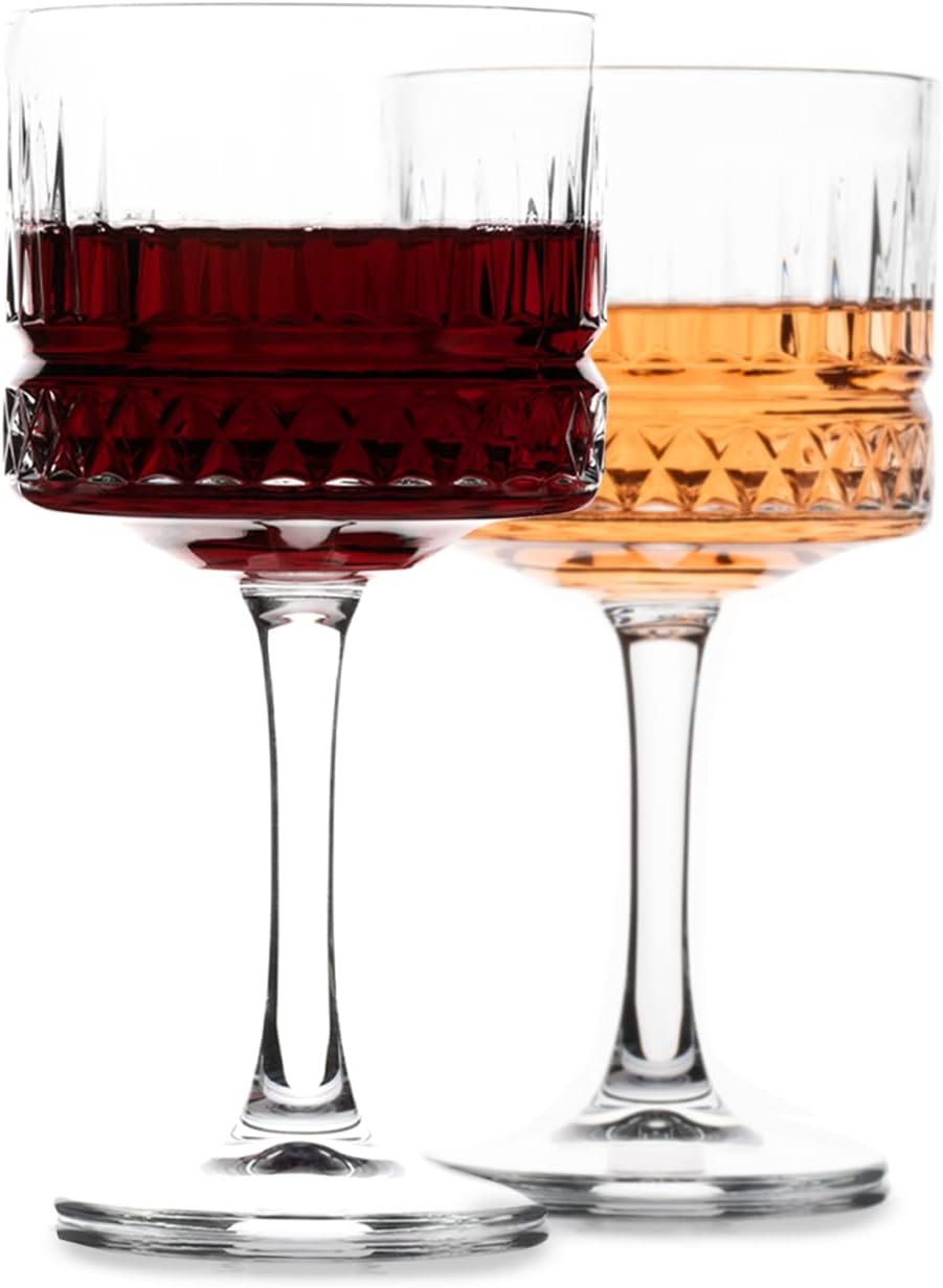 Vintage Coupe Gläser 2er-Set, (500 ml/17oz), Champagner, Martini, Cocktailgläser, Grosse Quadratisch