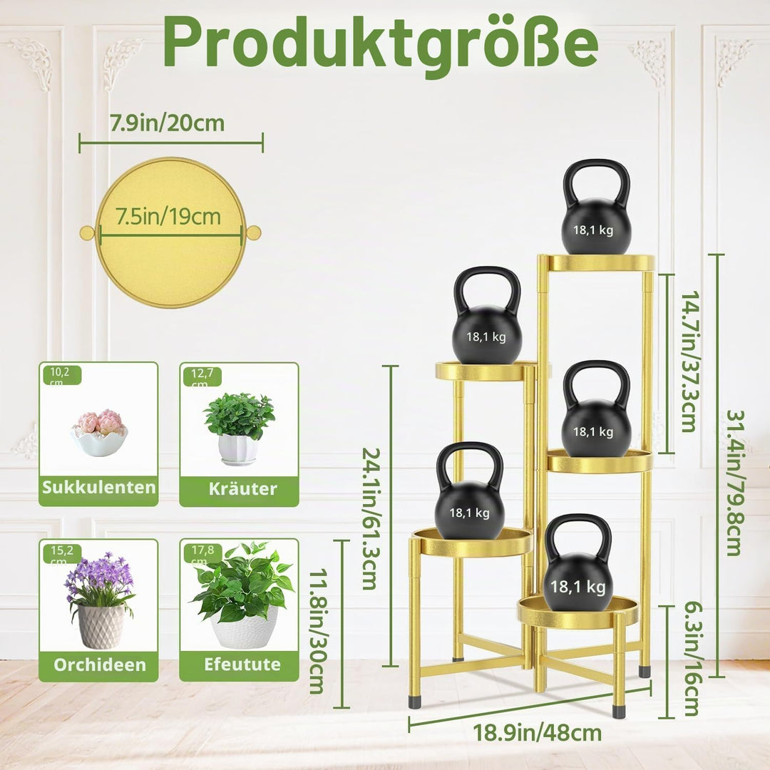 iDavosic.ly 5 Etagen Metall Pflanzenständer Blumentopfständer, Mehrstöckig Pflanzenregal Blumenregal