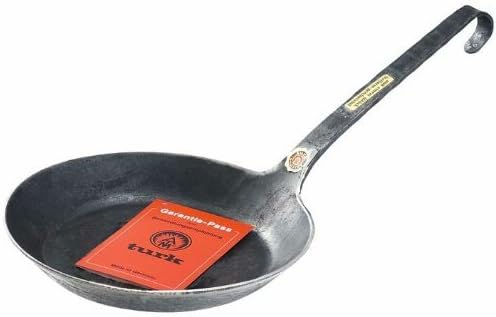 Turk 65534 Eisenpfanne mit flachen Hakenstiel freiform warmgeschmiedet, Durchmesser 34 cm, 34 cm