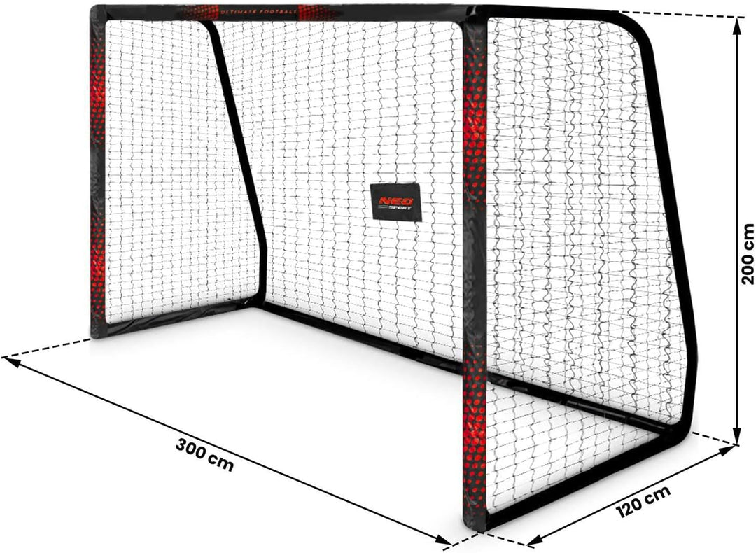 Neo-Sport Fussballtor Fussball Tor für Kinder und Erwachsene Mit Schutzhülle 300 x 200 x 120 cm Schw
