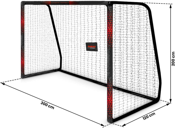 Neo-Sport Fussballtor Fussball Tor für Kinder und Erwachsene Mit Schutzhülle 300 x 200 x 120 cm Schw