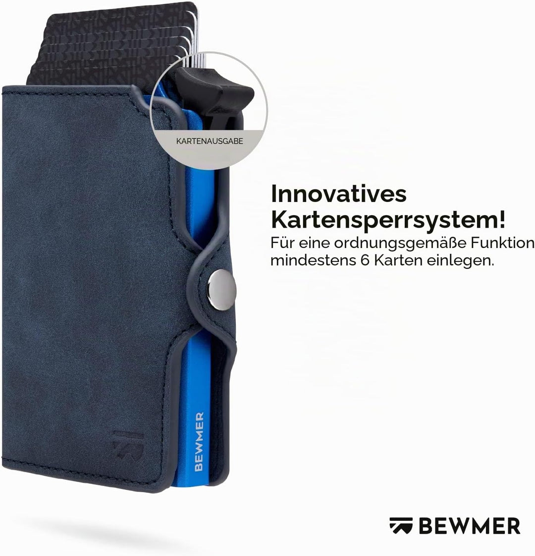 BEWMER Kreditkartenetui 1 abgeschirmt | Slim Brieftasche für Damen und Herren | Ausweis- und Ausweis
