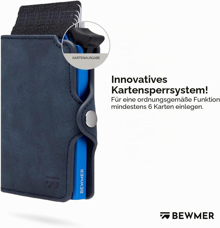 BEWMER Kreditkartenetui 1 abgeschirmt | Slim Brieftasche für Damen und Herren | Ausweis- und Ausweis