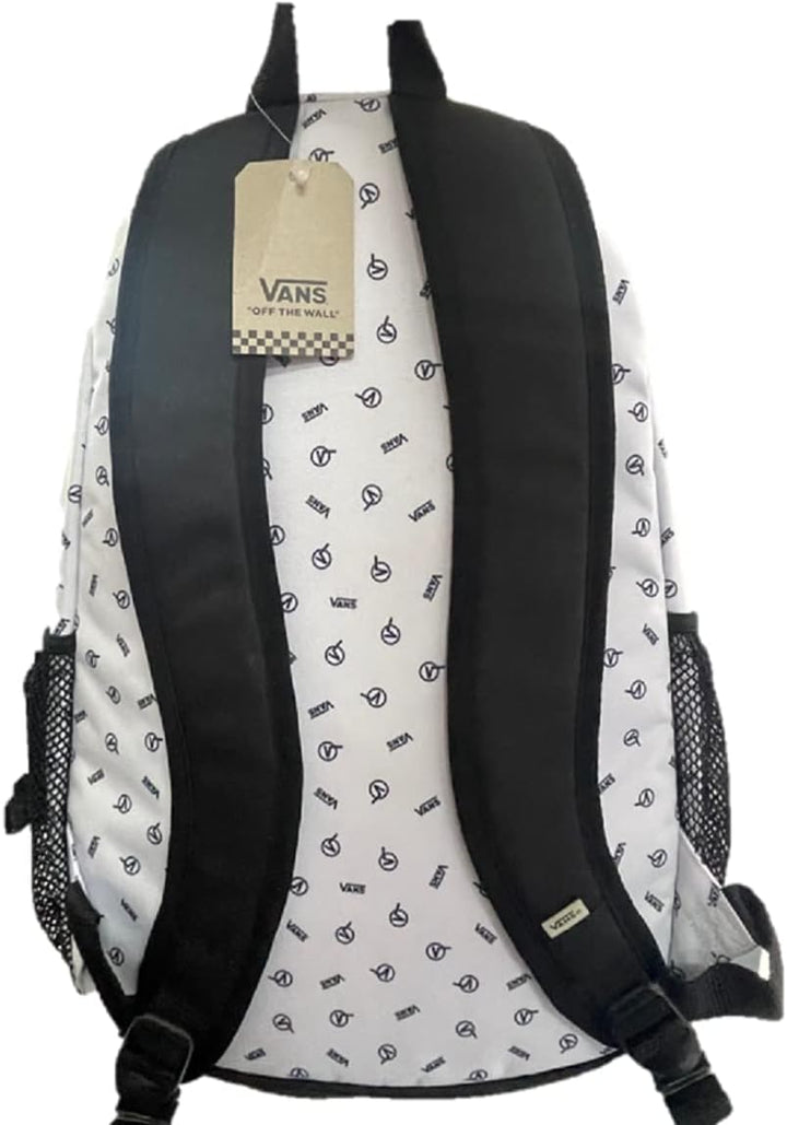 Vans Alumni Rucksack Allover Logo Weiss Schwarz Universität Schultasche Casual Reise Laptop, mehrfar