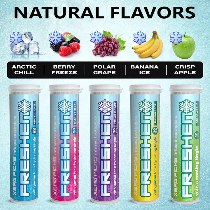 Xero Picks Freshen Zahnstocher mit aromatisiertem Duft, kühlender frischer Atem – 100 Plektren – 5 S